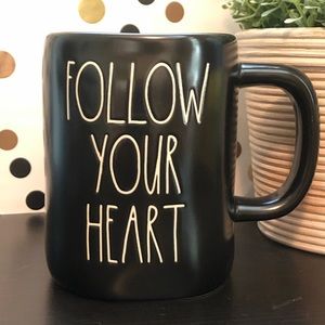 💥2/$30💥Rae Dunn FOLLOW YOUR HEART black mug